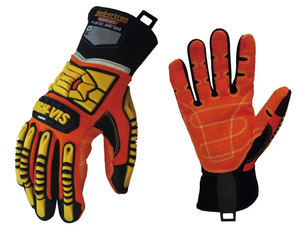 CE 4232XP Oil And Gas Western Safety Gloves Impact Gloves PVC Dots Non-Slip Synthetic Leather Safety Gloves