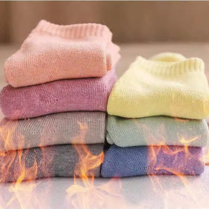 Women's Thermal Socks Candy Color Fleece Lined Thickened Mid Calf Warm Winter Floor Socks Solid Polyester Fiber - Product Image 1