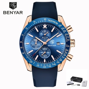 Montre BENYAR 5140 pour homme, marque haut de gamme, chronographe, bracelet en caoutchouc, étanche, sport, montre originale pour homme - Product Image 1