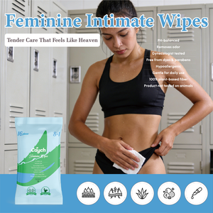 Lingettes nettoyantes intimes féminines naturelles et biodégradables avec logo personnalisé, lingettes vaginales féminines organiques - Product Image 2