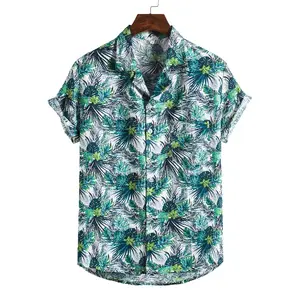custom flowers printing Men's Summer Shirt Hawaii Beach Shirt Surfing Short Sleeve Hawaiian Shirt