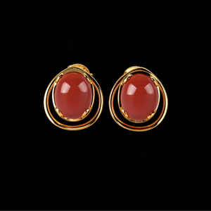 Natural Raw Red jasper Gemstone S925 <b>Silver</b> Claw Set Diamonds Women's Full-color <b>Silver</b> <b>Stud</b> Earring for Wedding Party Occasions - Product Image 4