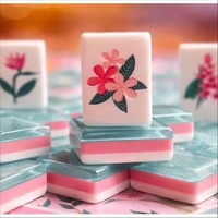 Ensemble de Mahjong américain de luxe moderne sur le thème du cactus, 160 pièces, portable, pliable, tuiles en acrylique, vert menthe, rose, plante tropicale