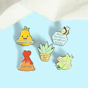 Cartoon Alphabet Phrase Brooch Cute Aloe Bee Pear Corsage Backpack Blouse Brooch Gifts for Friends and Family Fashion Jewelry