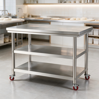 Table de travail de cuisine professionnelle en acier inoxydable, vente en gros d'usine, acier inoxydable 201 et 304, plan de travail commercial