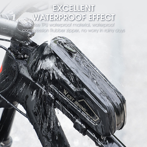 Sac de cadre de vélo en TPU étanche, capacité 1,5 L, coque rigide flexible, fermeture éclair, sangle détachable, écologique - Product Image 6