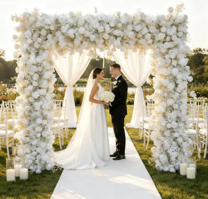 Vòm vuông nhân tạo với hoa hồng trắng cho đám cưới được sử dụng làm trang trí phông nền đám cưới và trang trí nhà - Product Image 1