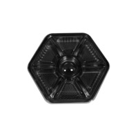 Boîte d'emballage alimentaire à compartiments avec couvercle transparent, 7 compartiments, en plastique thermoformé, jetable, noire, pour noix et fruits secs