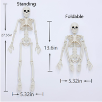 Ensemble de décoration squelette d'Halloween 70 cm – Squelette en plastique et tête de citrouille – Accessoire d'horreur pour fête et décoration de maison hantée