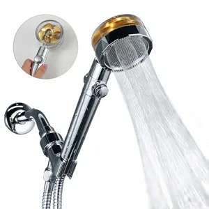 Bathroom Spa ABS Chrome 360 Degree Spinning Removable Propeller Fan Shower Heads