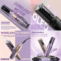 POPU Diva Draadloze PMU Tattoo Machine Verstelbare Slag 2.0-3.5mm Coreless Motor OLED Scherm RCA Type-C Permanente Make-up Pen