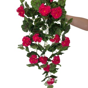 Fleur artificielle Meiduo, Geranium rouge suspendu au mur, branche unique en coton, décoration intérieure - Product Image 1