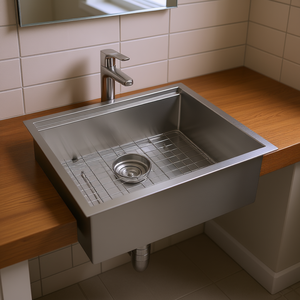 Évier de lavage encastré 23x19x13 pouces en acier inoxydable brossé rectangulaire pour salle de bain - Product Image 2