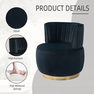 DB COOLMORE 360 Degree Swivel <b>Cuddle</b> Barrel Accent <b>Sofa</b> Chair Fluffy Velvet Round Armchair Wide Upholstered for Living Room - Product Image 3
