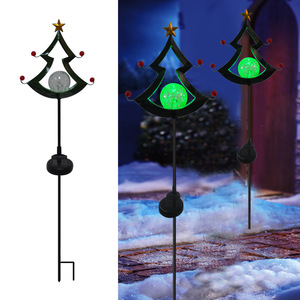 Solar Christmas <b>Tree</b> Garden <b>Light</b> LED Glass Ball Solar Powered Outdoor Decor Water Resistant Free Standing - Product Image 1