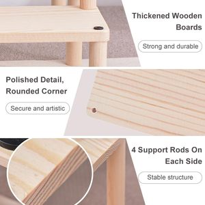 Solid Wood Double Tier Eco-Friendly Multifunction Desktop Display <b>Storage</b> Rack <b>for</b> <b>Kitchen</b> and Bathroom - Product Image 3