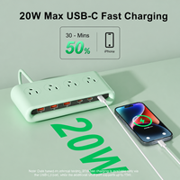 Multiprise Écologique Nouvelle Génération avec Chargeur d'Ordinateur Portable PD 35W, 4 Prises, 3 Ports USB-A, 3 Ports USB-C, Câble de 1,5m pour Ordinateur de Bureau – Qualité Supérieure