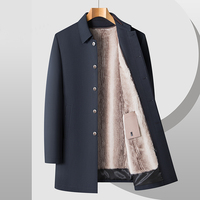 Manteau long mi-longueur pour homme, doublé de fourrure marine, col à cinq boutons, chaud pour l'hiver, idéal pour les journées froides et le quotidien