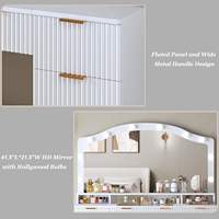 Ensemble de coiffeuse élégant pour chambre à coucher en gros avec grand miroir LED et chaise, table de maquillage avec rangement économique à vendre