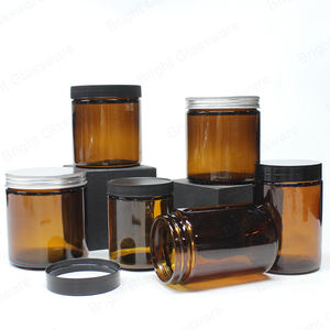 Vente en gros Bocal à bougie vide en verre avec cire de soja 8oz 12oz 16oz Bocaux en verre parfumés ambrés avec couvercles métalliques en aluminium - Product Image 5