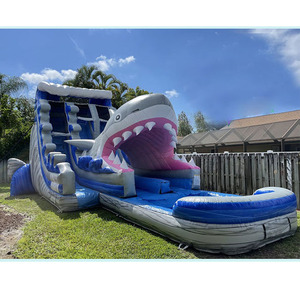 Equipamento De Jogo De água Casa De Exploda De Tubarão Comercial Corrediça De água Com Piscina Corrediça De água Inflável De Tubarão - Product Image 1