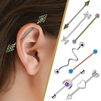 2025 plomb l'acier inoxydable Cool industriel haltère barre d'oreille Piercing Cartilage boucle d'oreille boîte d'expédition bijoux en gros