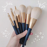 Ensemble de 8 pinceaux de maquillage pour le visage de haute qualité, professionnels, luxueux, en poils synthétiques vegan, avec manche en plastique, logo personnalisé, marque privée