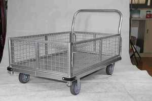 durable fixed mesh fence four wheel cart warehouse cargo moving <b>trolley</b> logistics delivery haul hand cart - Product Image 4