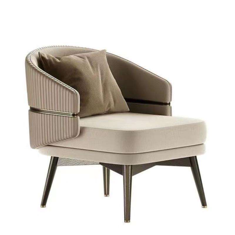 Sofá individual (marrón claro y blanco roto)