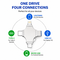 Nueva Memoria USB Multifuncional de Metal con Interfaces Lightning/Tipo-C, Garantía de 1 Año, Solución de Almacenamiento Cuatro en Uno para iPhone
