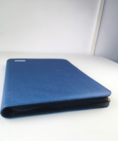 Portafolio de cuero PVC PU con logotipo personalizado en relieve, organizador de documentos, carpeta de archivos, bolsa organizadora portátil para negocios.