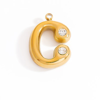 Trend Personalized 18K Gold Plated Stainless Steel Bubble Initial Letter Charms Non-Fading Diy Charms for Women Jewelry Making