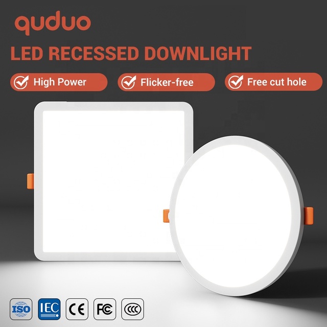 Adjustable Cut-Out Size Design Office Hotel Home Square Round Aluminum 7W 9W 15W 20W 30W Ceiling Recessed LED Downlight