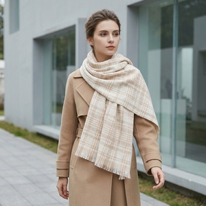 Bufanda Larga Clásica Británica de Otoño, 100% Pura, Transpirable, Suave, con Diseño a Cuadros, Ecológica, Ligera, con Logotipo Personalizado - Product Image 3