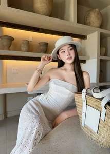 Wholesale 2026 <b>Summer</b> Women Elegant Strapless Eyelet Lace Maxi <b>Dress</b> <b>Boho</b> Beach Vacation Resort Wear Outfits - Product Image 3
