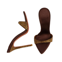 Chaussures de créateur 2026, mules en soie cristalline couleur bonbon, talon de 12 cm, sandales sexy pour soirée, chaussures de mariage pour femmes