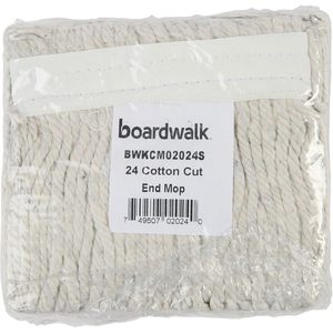 Boardwalk BWKCM02024S #24 Banded Cotton <b>Mop</b> <b>Heads</b> Adjustable Rectangle Handle White Triangle Pattern for Floor Usage 12/Carton - Product Image 3