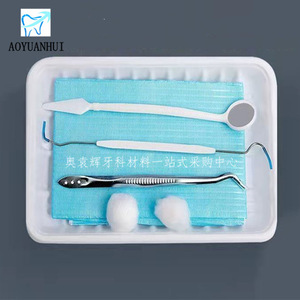 Kit d'instruments dentaires jetables, plateau en plastique, outils de soins, usage unique, manuel pour examen dentaire - Product Image 1