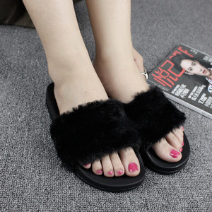 New model wholesale high-quality artificial fur fashion fur slippers with anti-slip <b>function</b> women's <b>shoes</b> for summer - Product Image 2