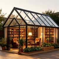 Kit de véranda en aluminium moderne HUACAI, maison en verre préfabriquée, 4 saisons, pour espace de vie extérieur