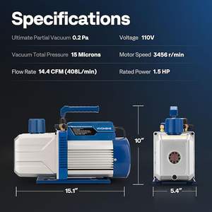 <span class=keywords><strong>DR</strong></span> 1,5 PK 14,4 CFM 2-traps HVAC vacuümpomp voor auto airconditioningsystemen R134a/R12/R22/R502/R410a compatibel, metalen constructie, 1 jaar garantie - Product Image 6
