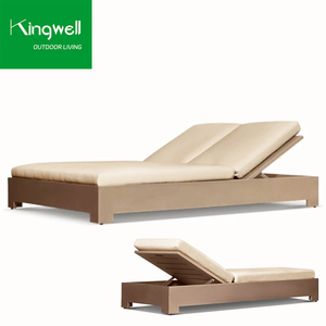 مجموعات كراسي الاستلقاء الحديثة مزدوجة حمام سباحة فيلا كراسي استلقاء للشاطئ والحديقة سرير نهاري أثاث شرفة الألومنيوم المواد المعدنية - Product Image 3