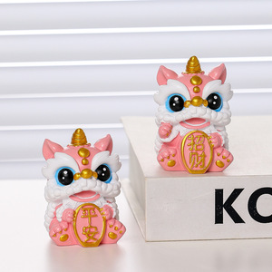 Figurines de danse du lion chinois, 4 pièces, en résine, décoration de bureau et de maison, cadeau du nouvel an chinois - Product Image 2