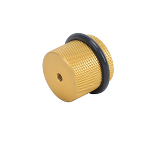 Fermaporta tondo per impieghi gravosi fermaporta zigrinato in alluminio dorato antiscivolo con anello in gomma - Product Image 4
