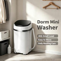 Mesin Cuci Mini 4KG dengan Desain Tabung Tunggal, Pengisian Atas, Casing Plastik, Daya Ganda, dan Permukaan Plastik Halus yang Tahan Lama