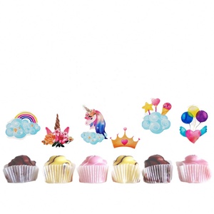 Décoration de gâteau d'<span class=keywords><strong>anniversaire</strong></span> sur le thème des dessins animés : ballons <span class=keywords><strong>arc</strong></span>-<span class=keywords><strong>en</strong></span>-<span class=keywords><strong>ciel</strong></span>, couronne, topper pour pâtisserie - Product Image 5