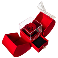 Cadeau pour la Saint-Valentin 2026, boîte à fleurs en forme de pomme, rose éternelle naturelle, rose préservée, boîte à bijoux en acrylique, cadeaux pour maman, femmes