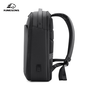 Laptop <b>Backpack</b> For Business Travel Large Capacity With Interior Zipper Pocket Men's <b>Black</b> Solid Color Shoulder Straps - Product Image 2