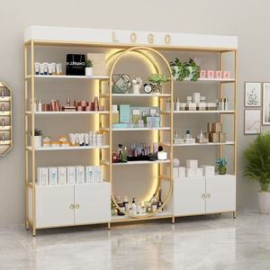 ชั้นวางสินค้าร้านเสริมสวยพร้อมไฟ LED ตู้โชว์สินค้าทำผมทันสมัย ปรับแต่งโลโก้ได้ เฟอร์นิเจอร์ร้านเสริมสวย ชั้นวางเก็บของ - Product Image 2