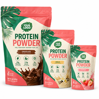 Sachet d'emballage personnalisé pour poudre de protéines de corail émeraude avec trois pochettes refermables de style tropical pour produits nutritionnels